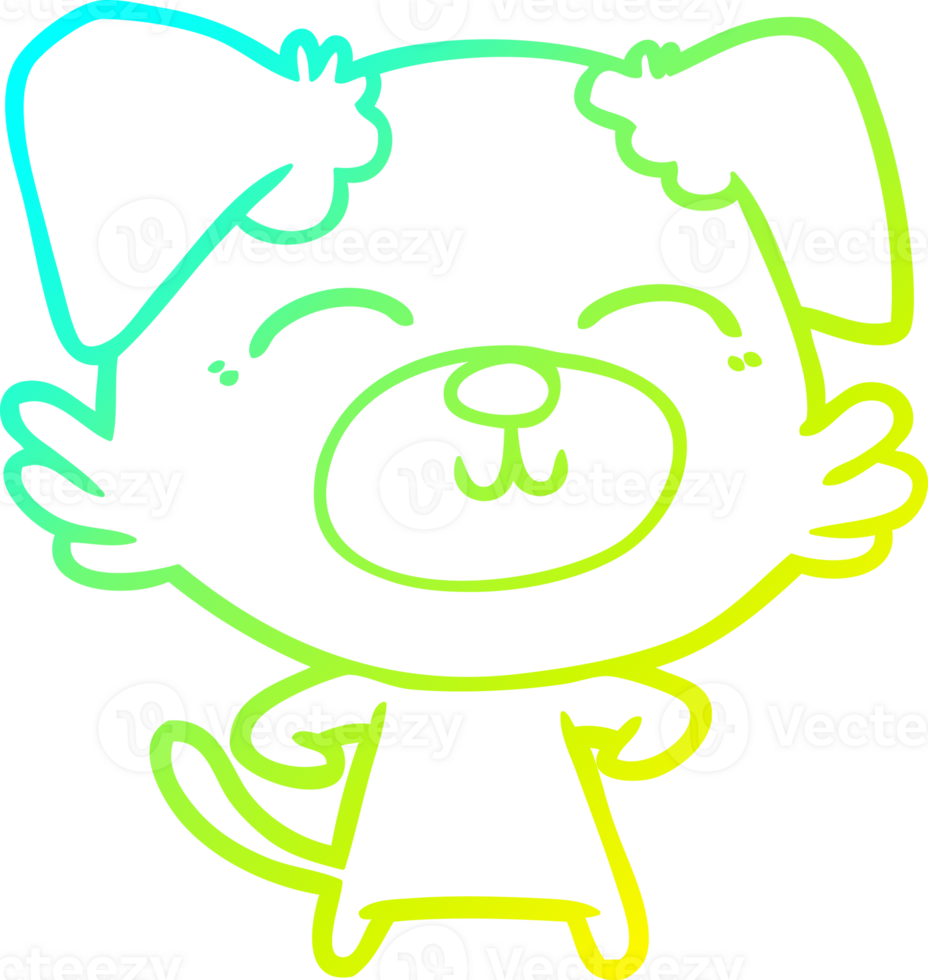 cold gradient line drawing of a cartoon dog png