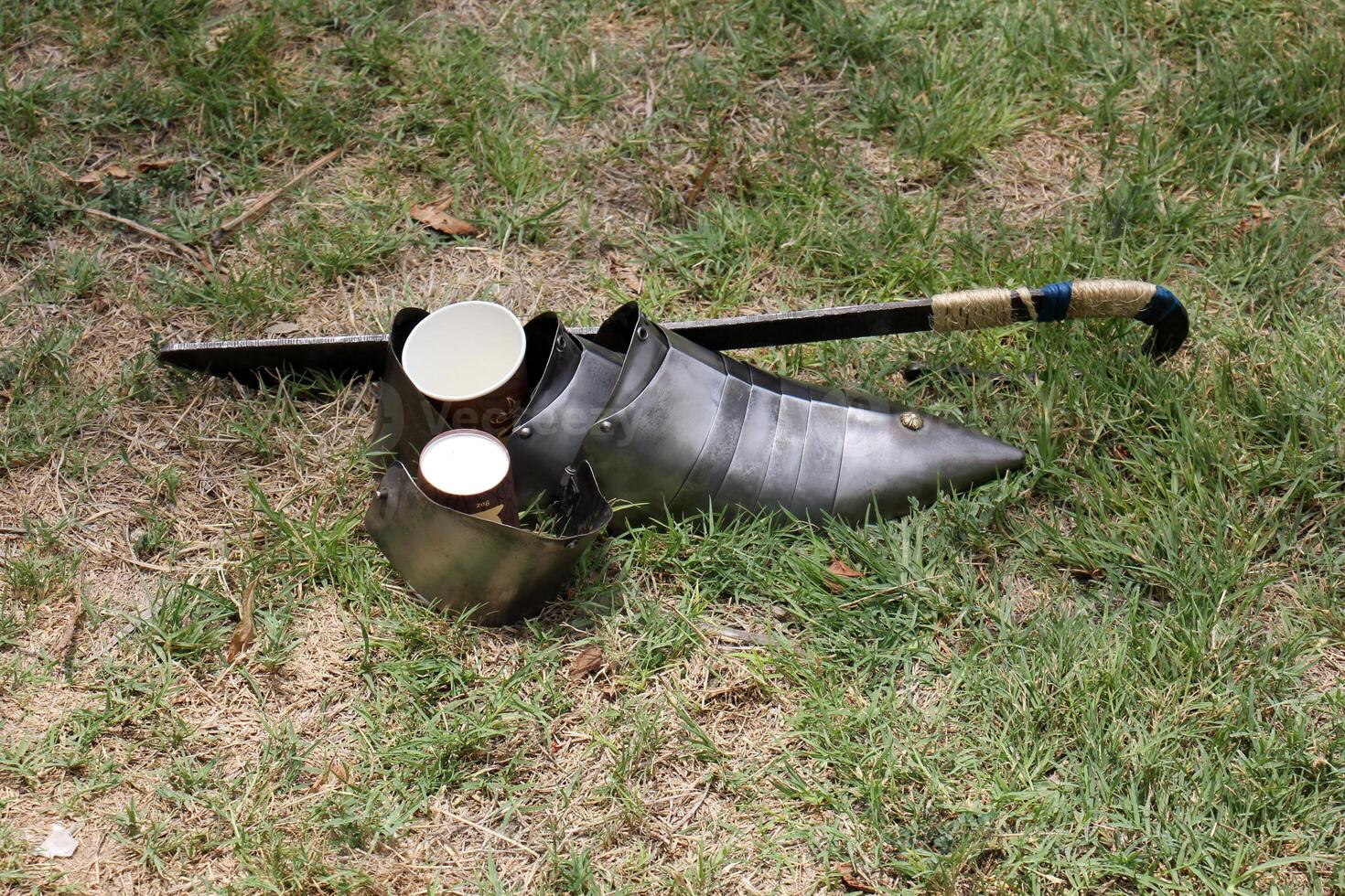 Warrior's safety weapons to protect different parts of the body. photo