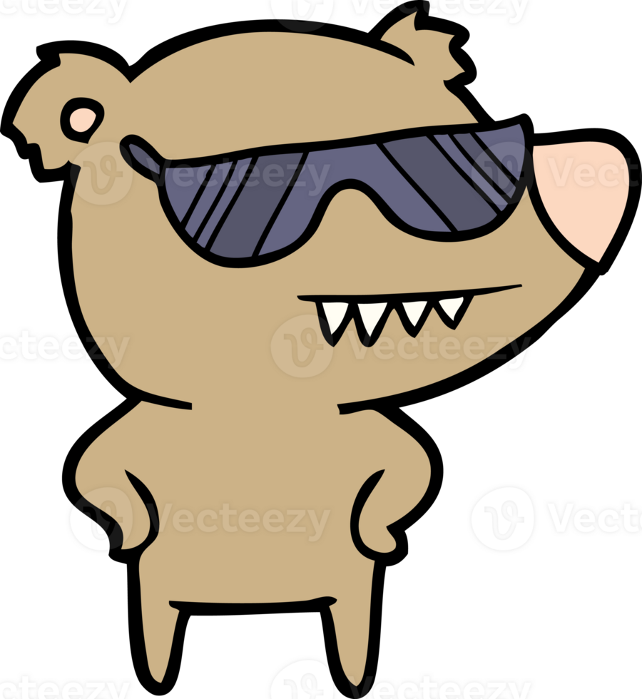 sunglasses bear cartoon with hands on hips png