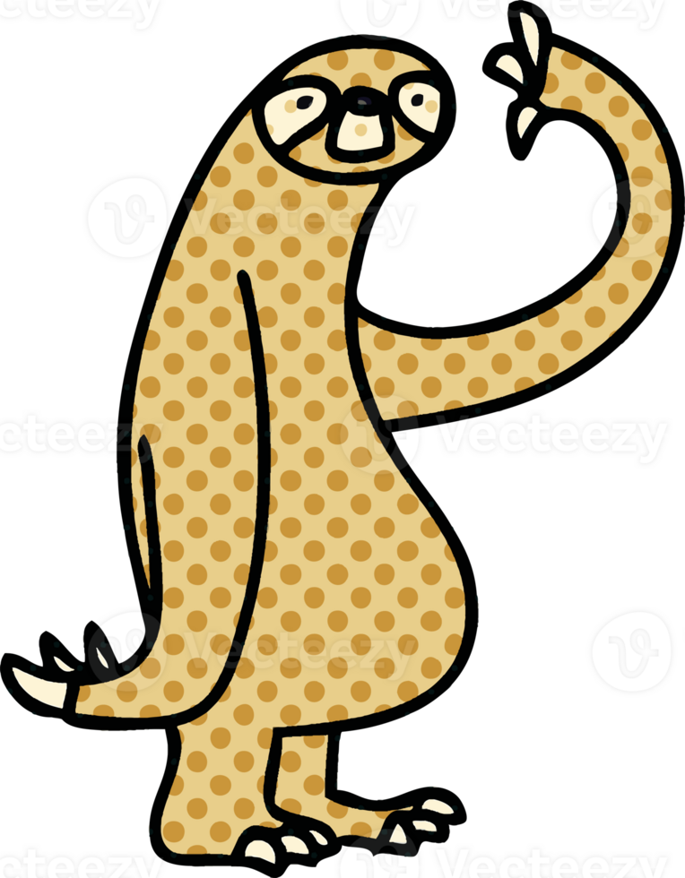 comic book style quirky cartoon sloth png