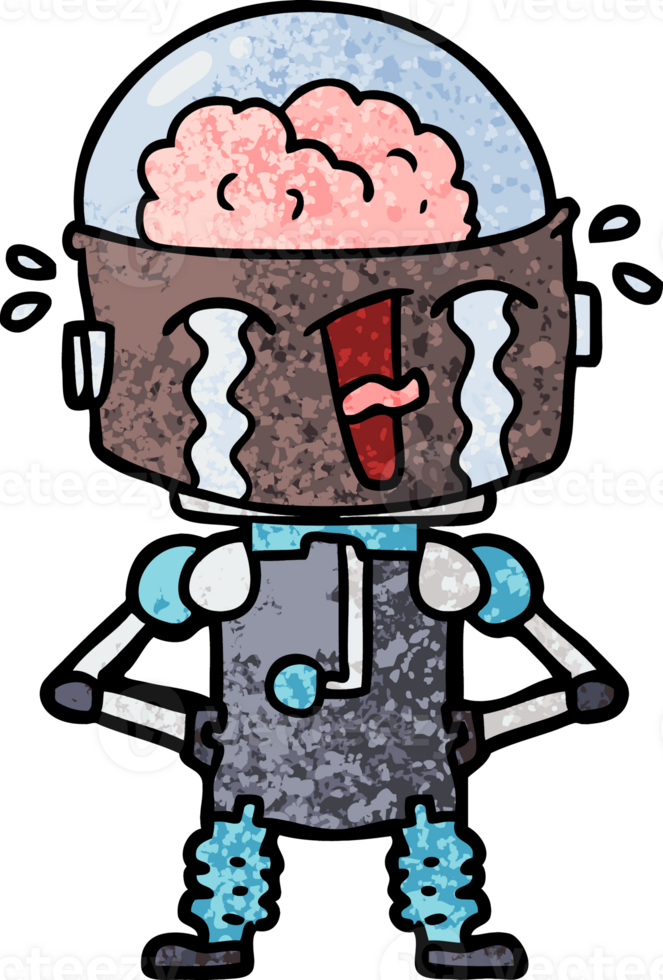 cartoon crying robot png