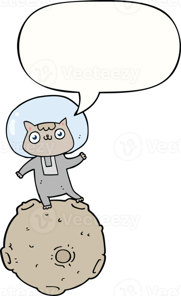 cute cartoon astronaut cat with speech bubble png