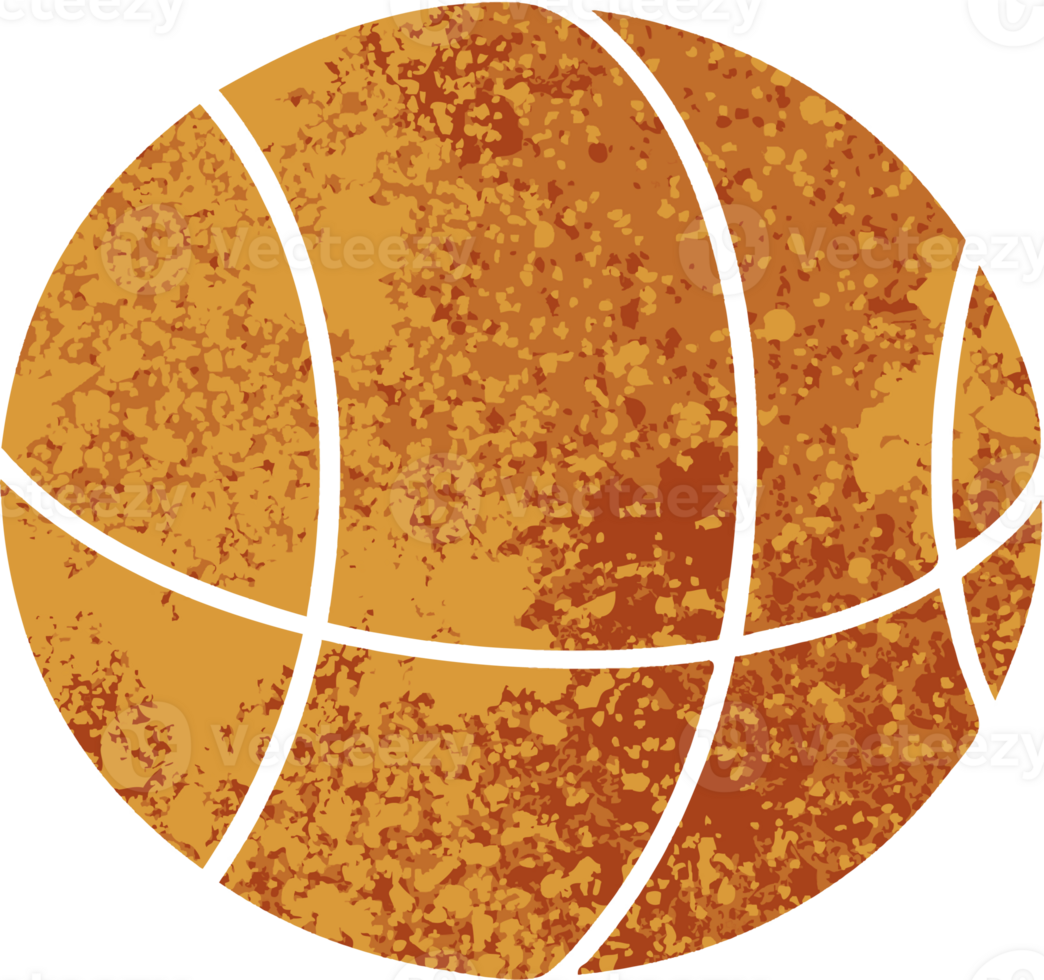 retro illustration style cartoon of a basket ball png
