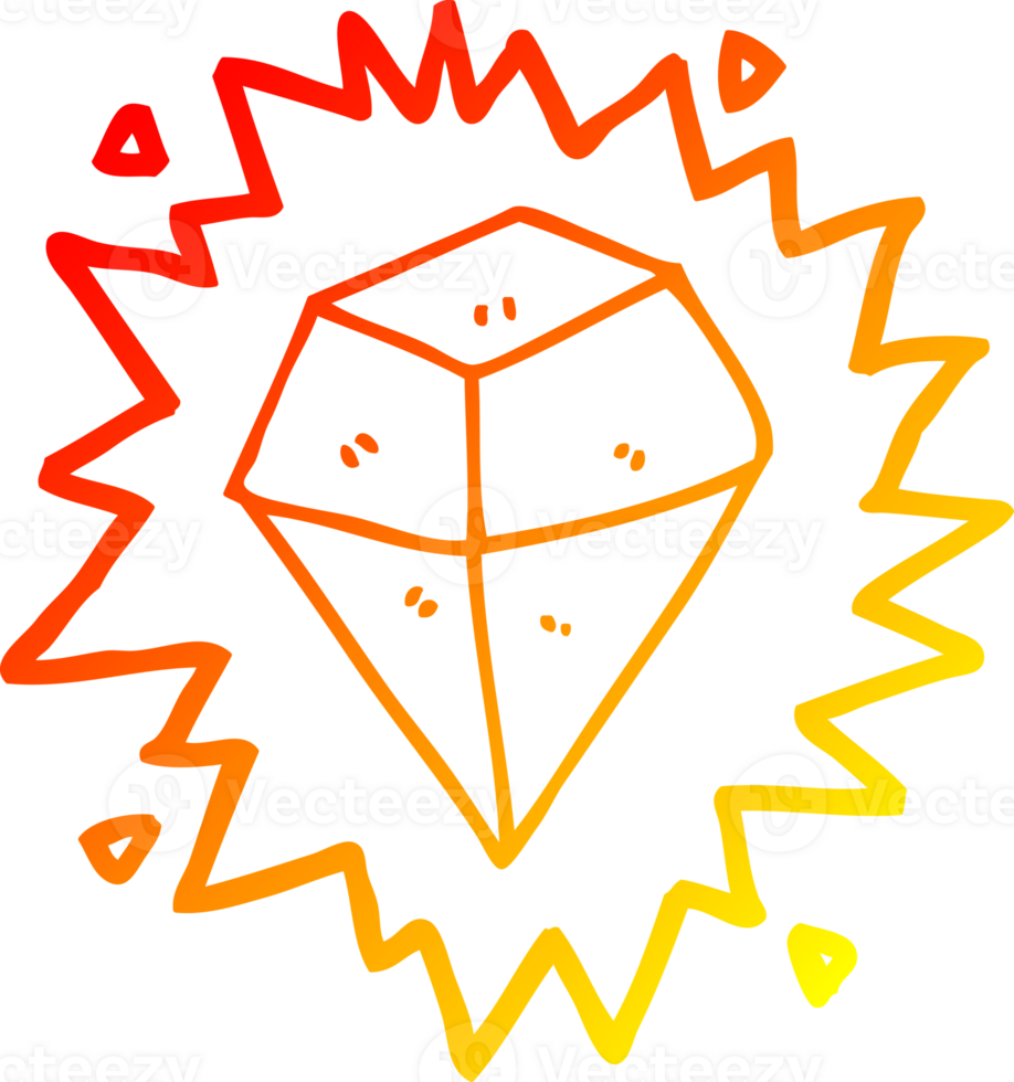 warm gradient line drawing of a cartoon shining crystal png