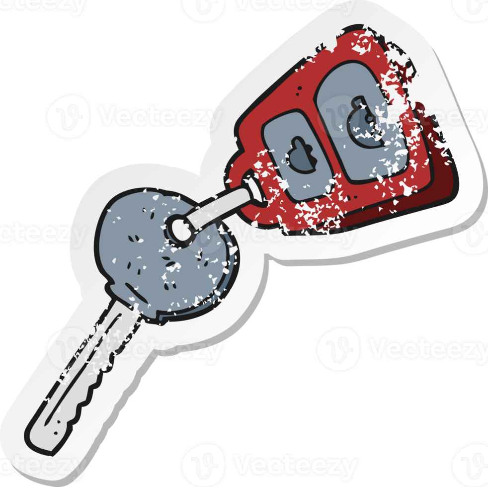 retro distressed sticker of a cartoon key png