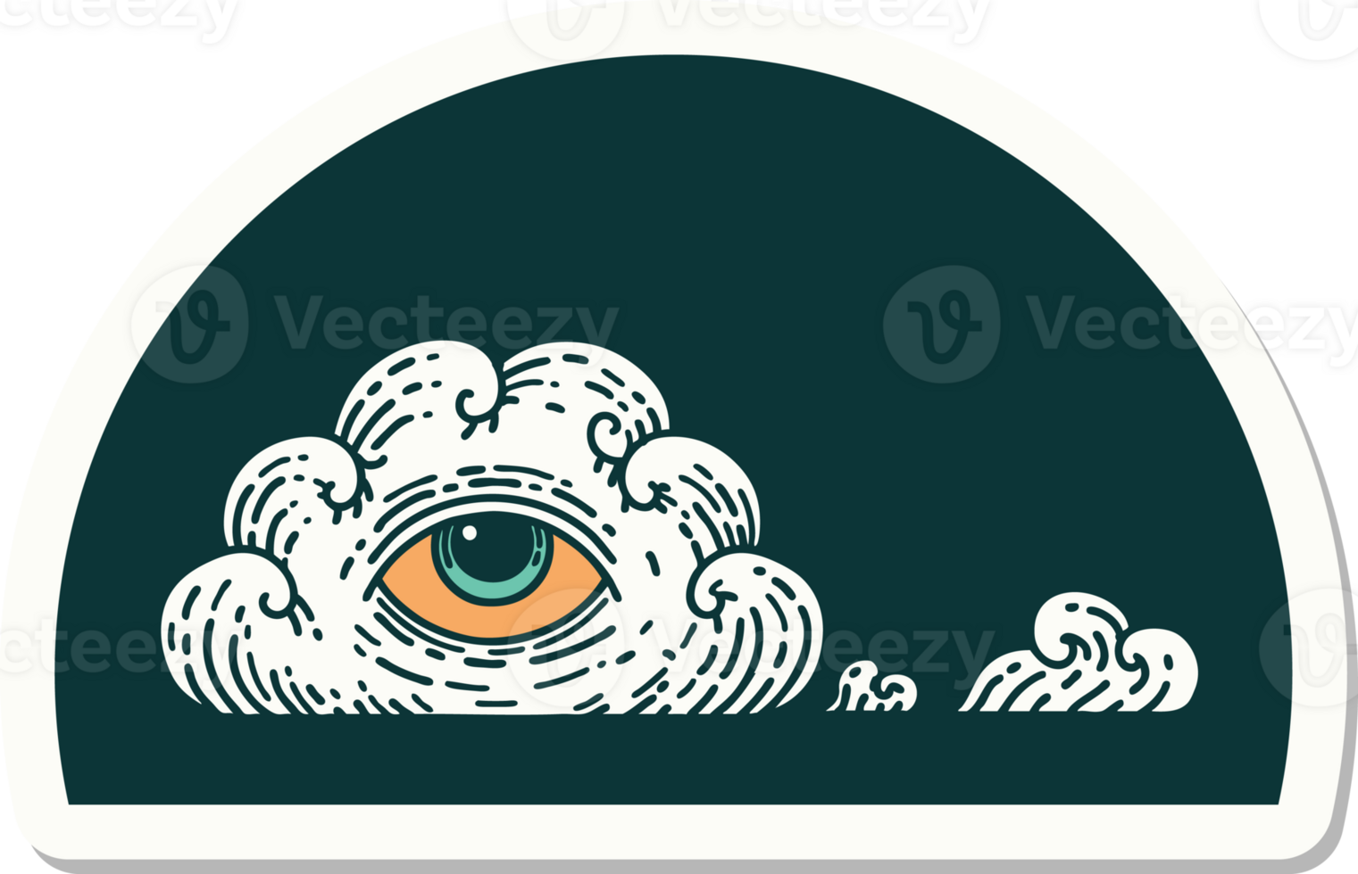sticker of tattoo in traditional style of an all seeing eye cloud png