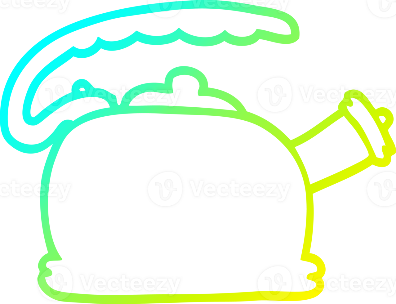 cold gradient line drawing of a cartoon whistling kettle png