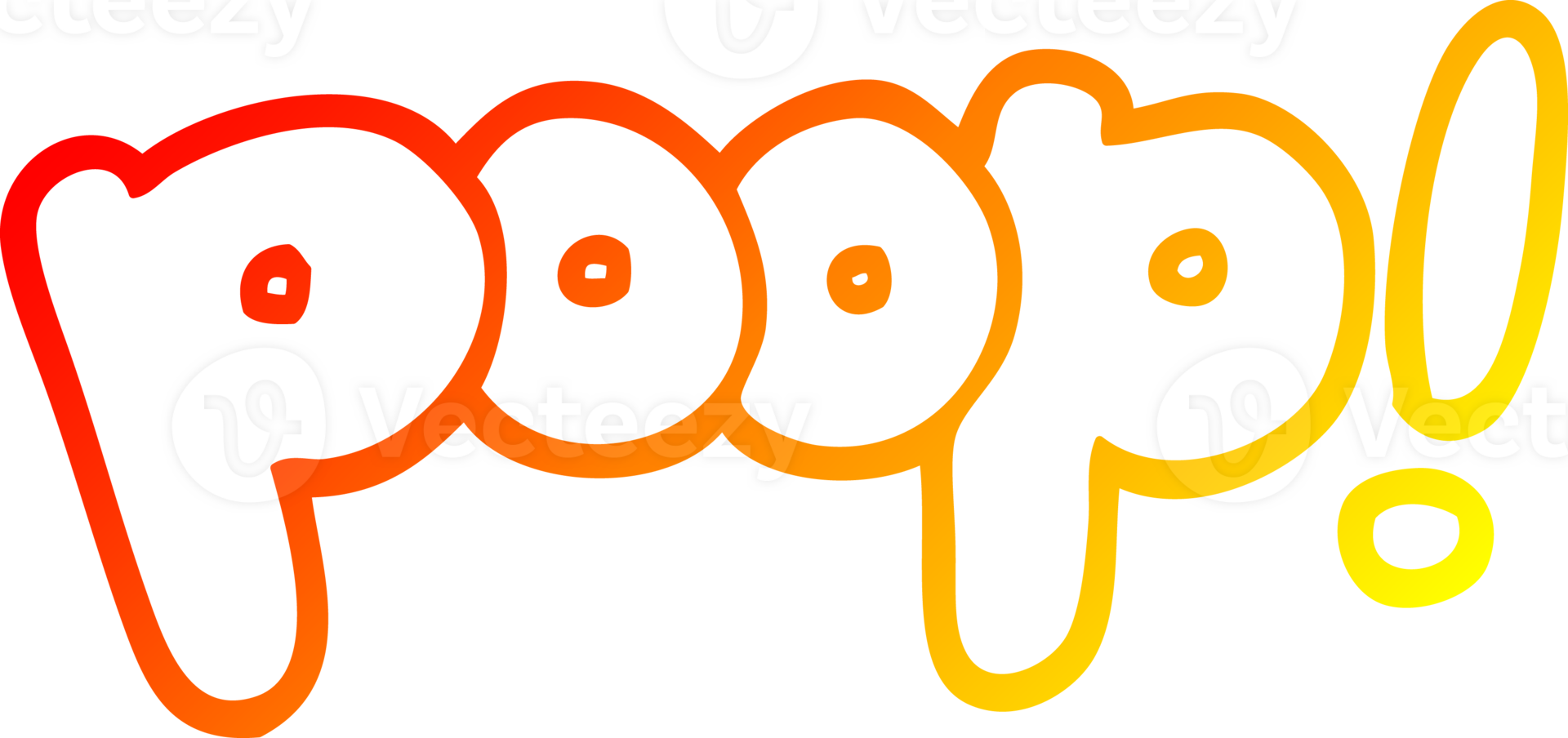warm gradient line drawing of a cartoon font poop png