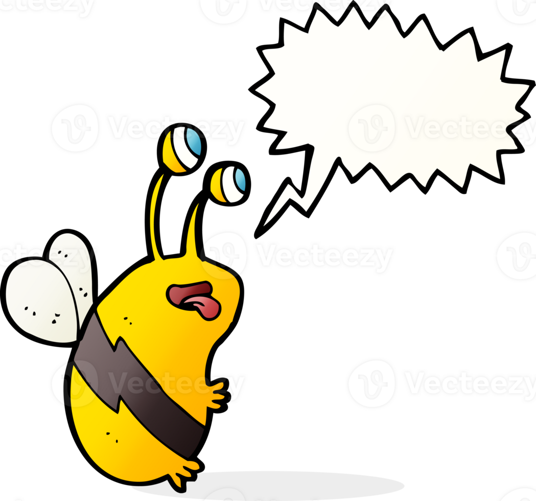 cartoon funny bee with speech bubble png