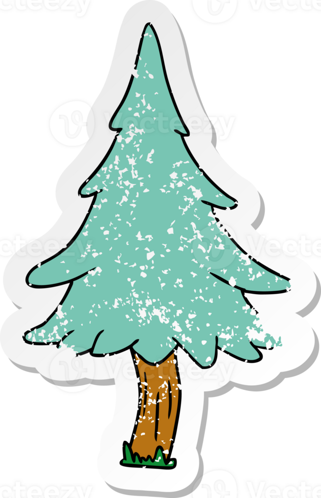 hand drawn distressed sticker cartoon doodle of woodland pine trees png