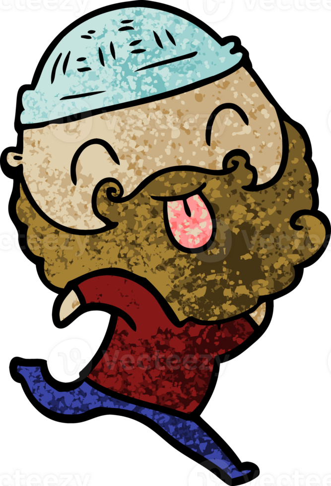 running man with beard sticking out tongue png