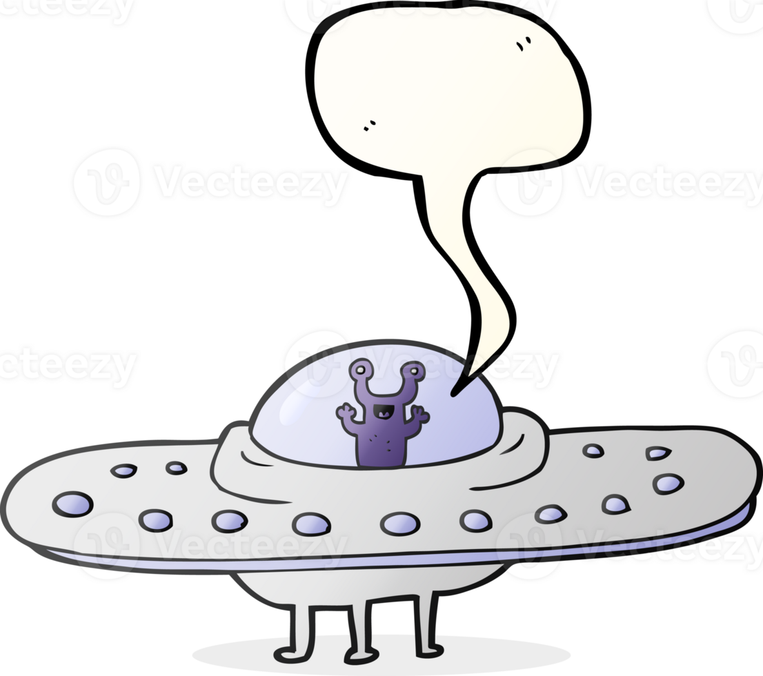 hand drawn speech bubble cartoon flying saucer png