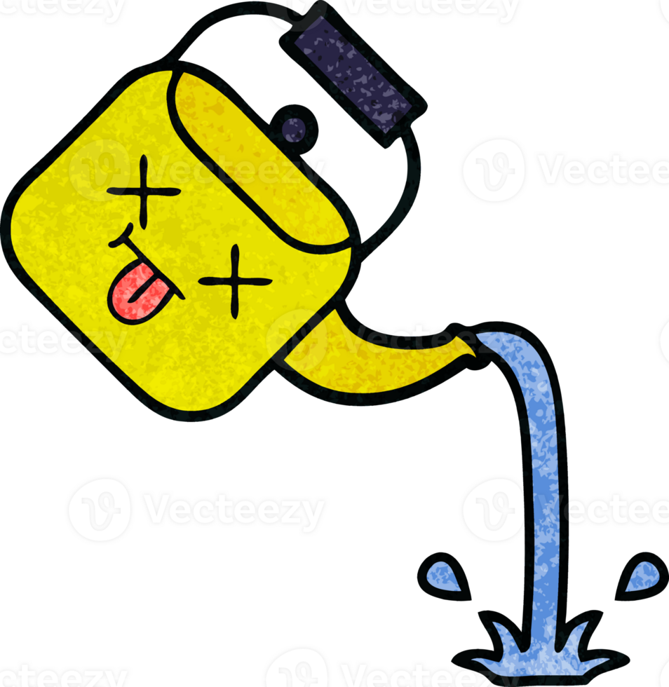 retro grunge texture cartoon of a pouring kettle png