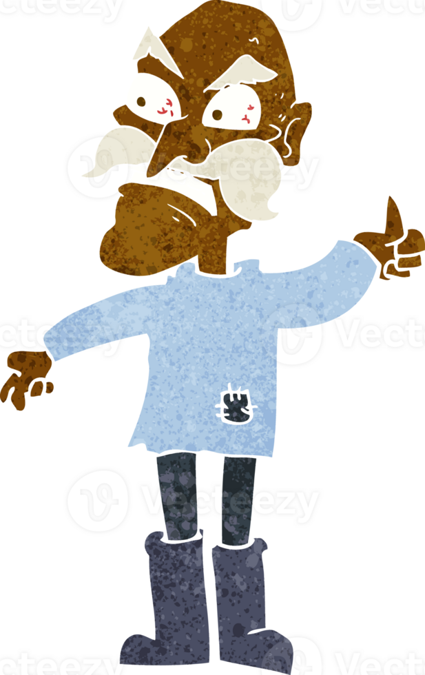 cartoon angry old man in patched clothing png