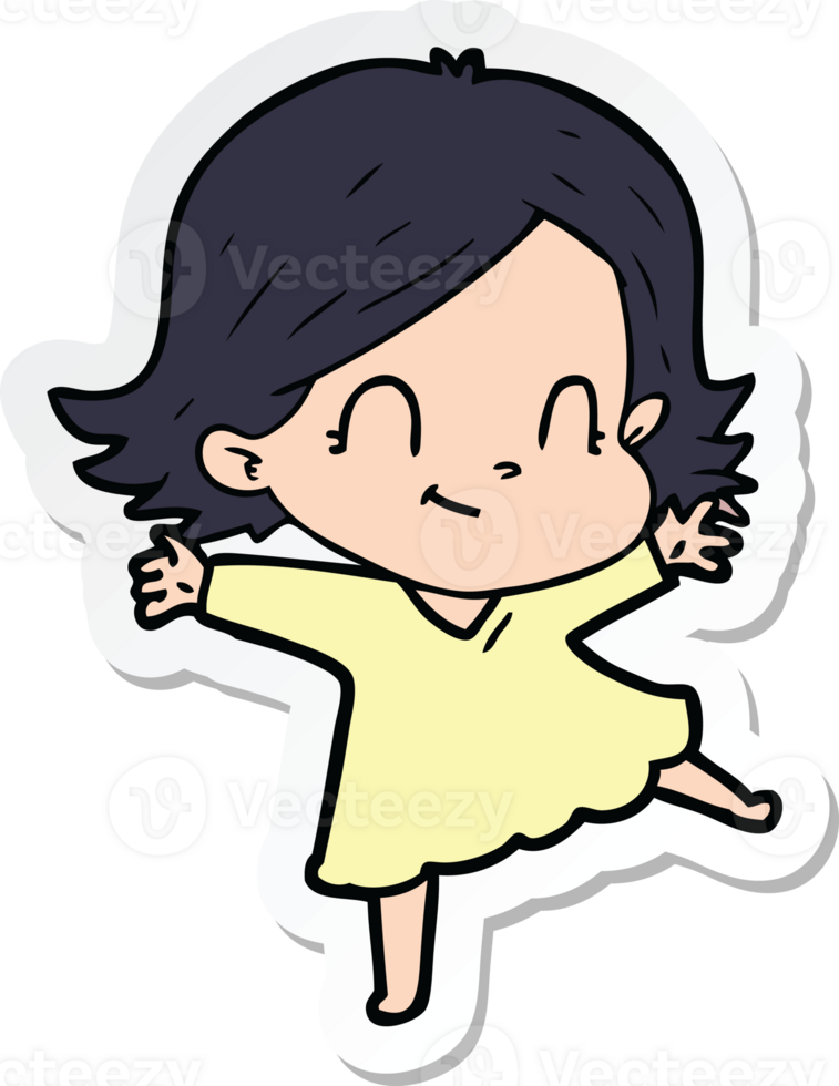 sticker of a cartoon friendly girl png