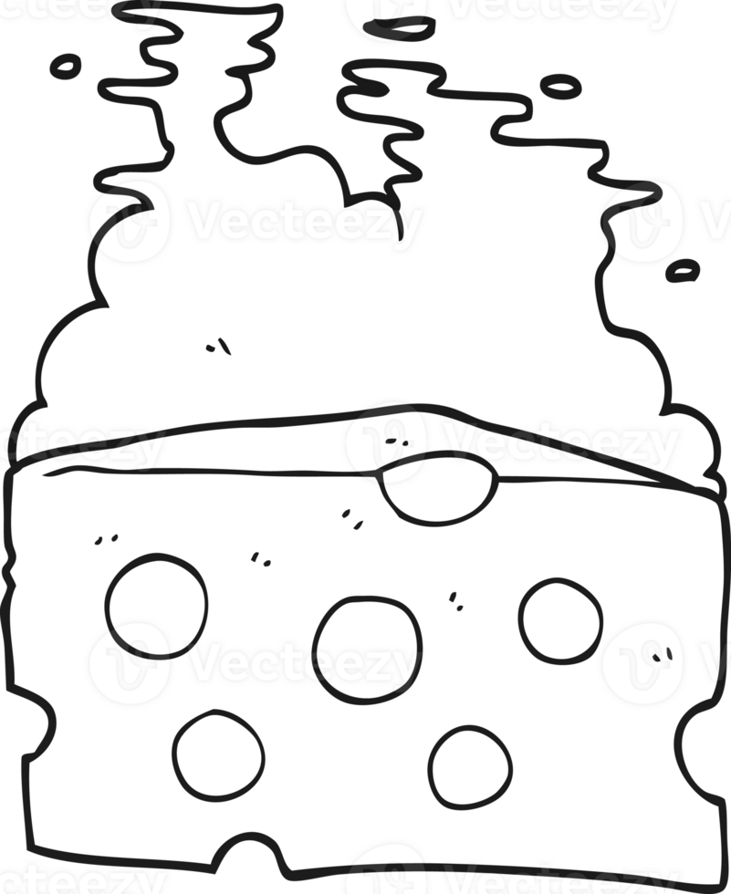 hand drawn black and white cartoon cheese png