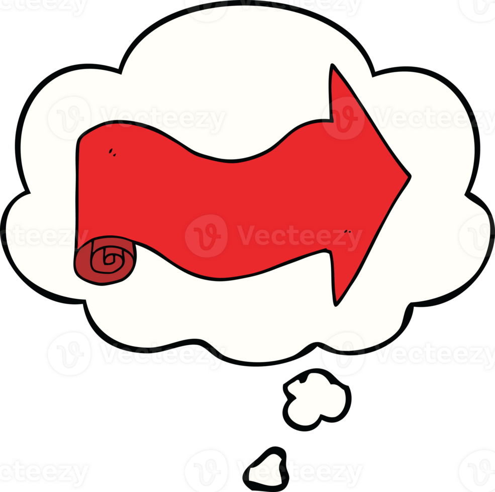 cartoon pointing arrow with thought bubble png