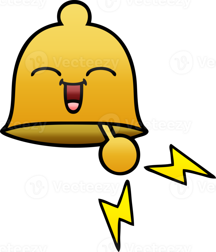 gradient shaded cartoon of a ringing bell png