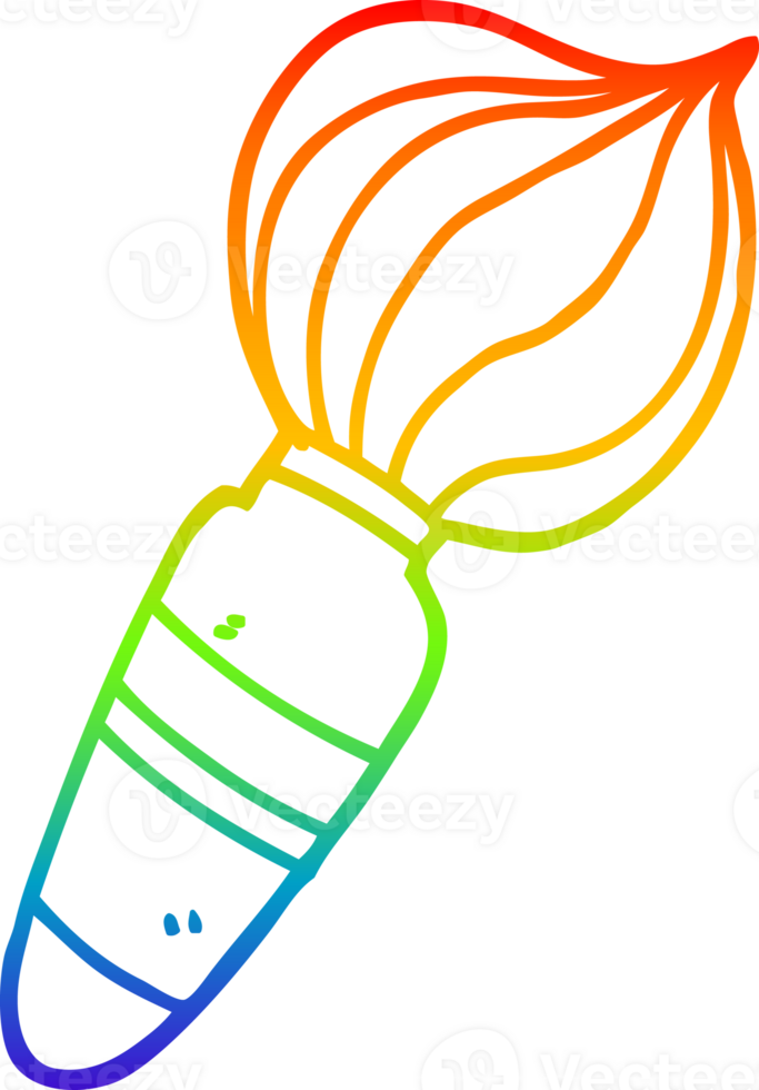 rainbow gradient line drawing of a cartoon paint brush png