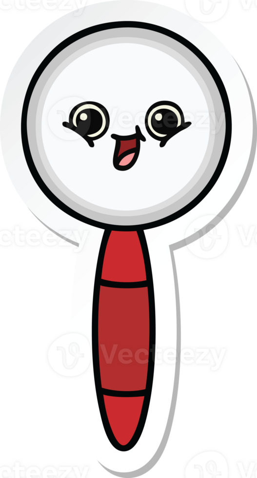 sticker of a cute cartoon magnifying glass png