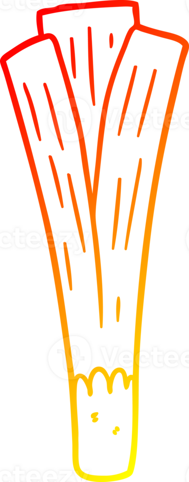 warm gradient line drawing of a organic leek png