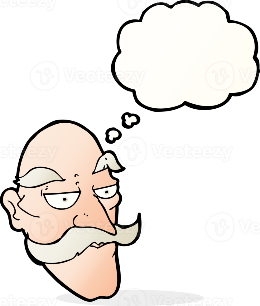 cartoon old man face with thought bubble png