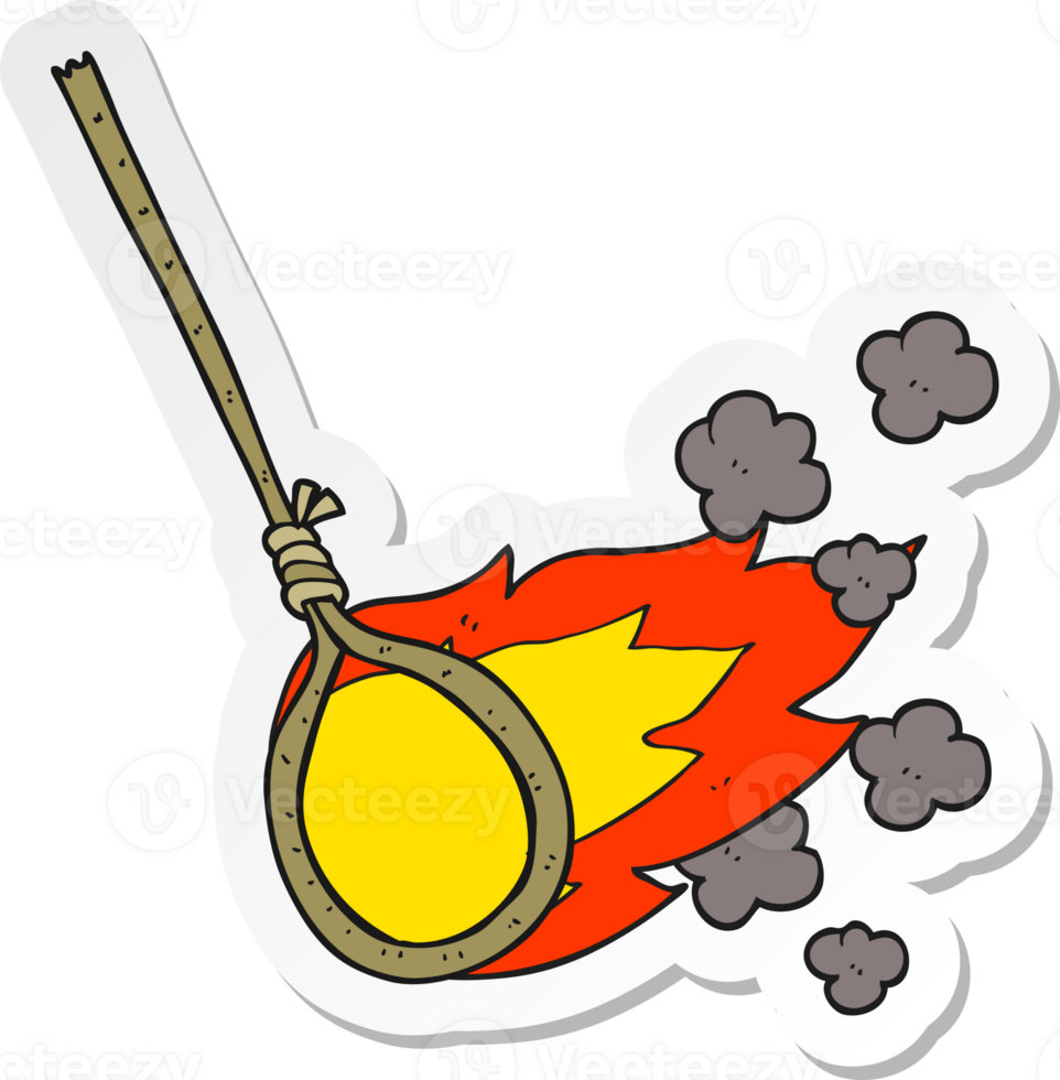 sticker of a cartoon flaming noose png