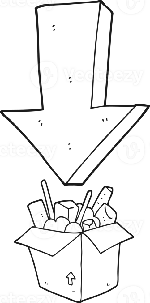 hand drawn black and white cartoon packing to move png