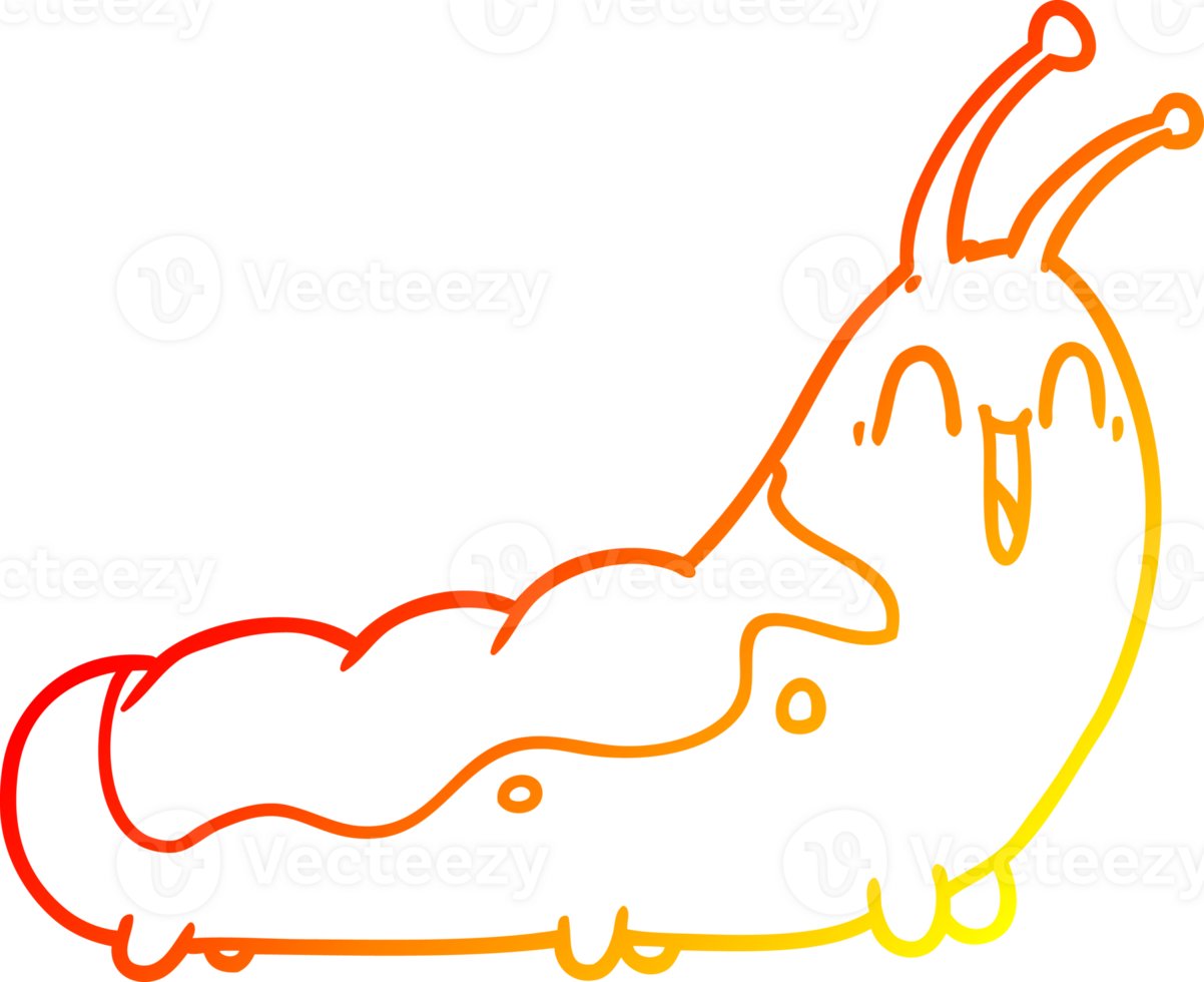 warm gradient line drawing of a funny cartoon caterpillar png