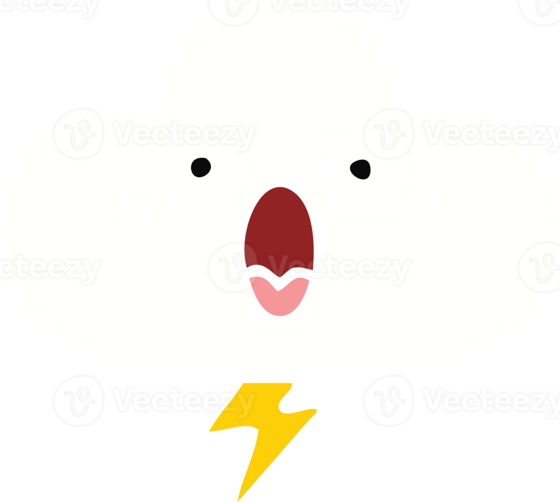 flat color retro cartoon of a thunder cloud png