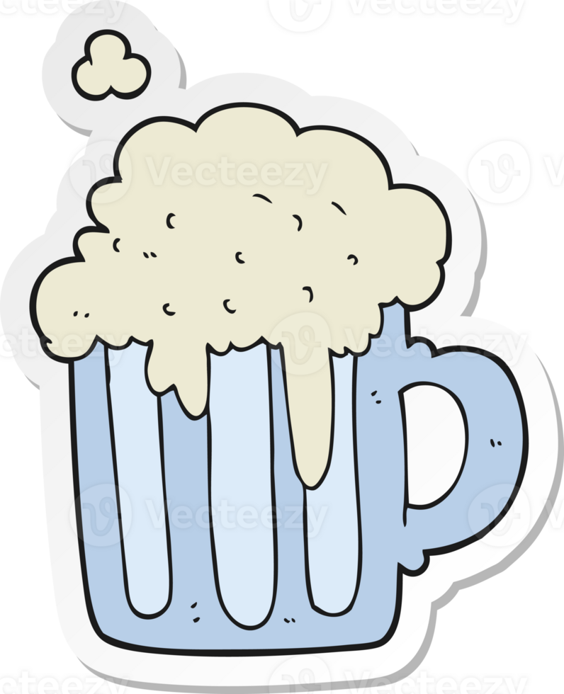sticker of a cartoon foamy beer png