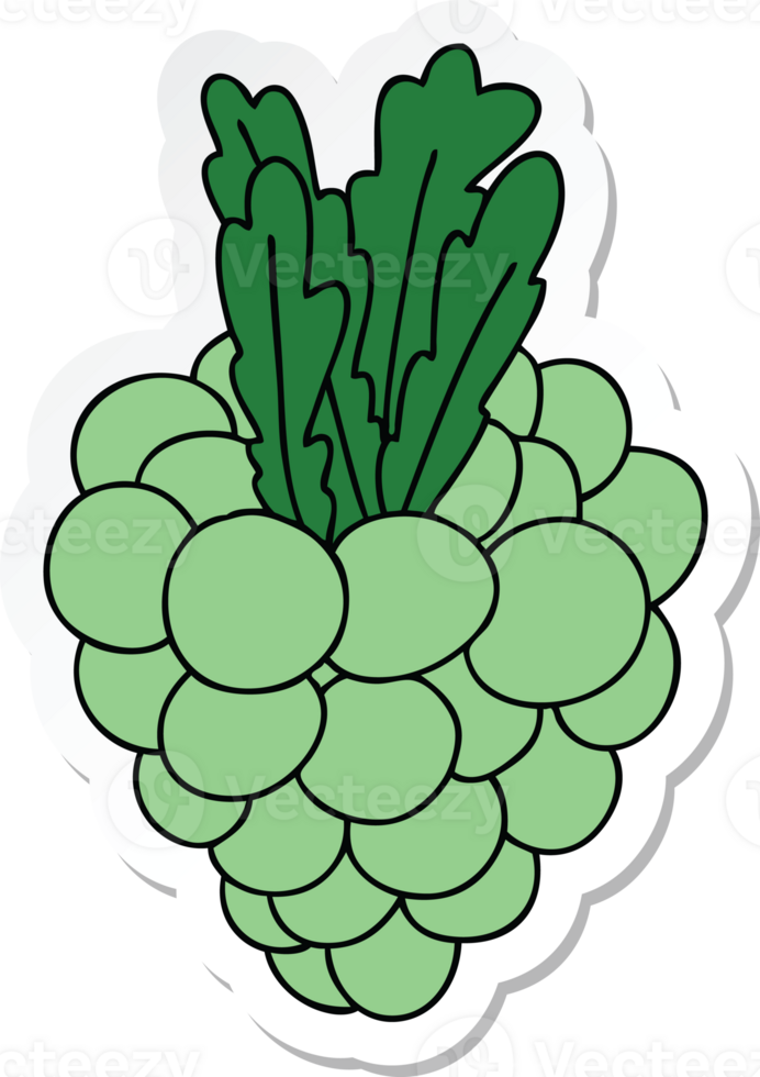 sticker of a quirky hand drawn cartoon bunch of grapes png
