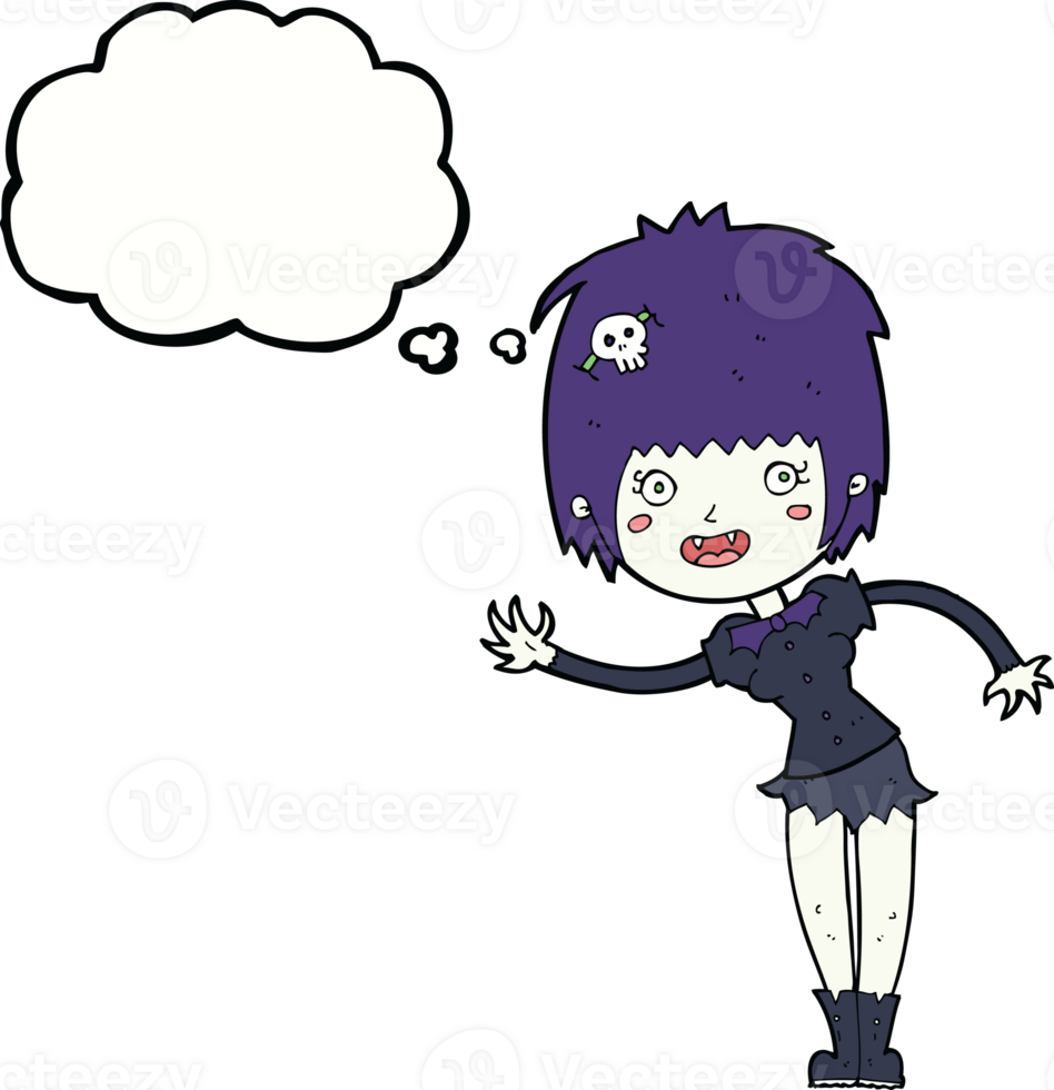 cartoon vampire girl with thought bubble png