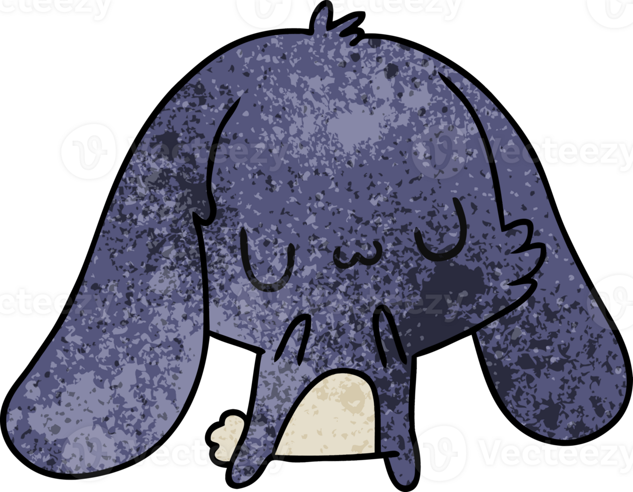 textured cartoon illustration kawaii cute furry bunny png
