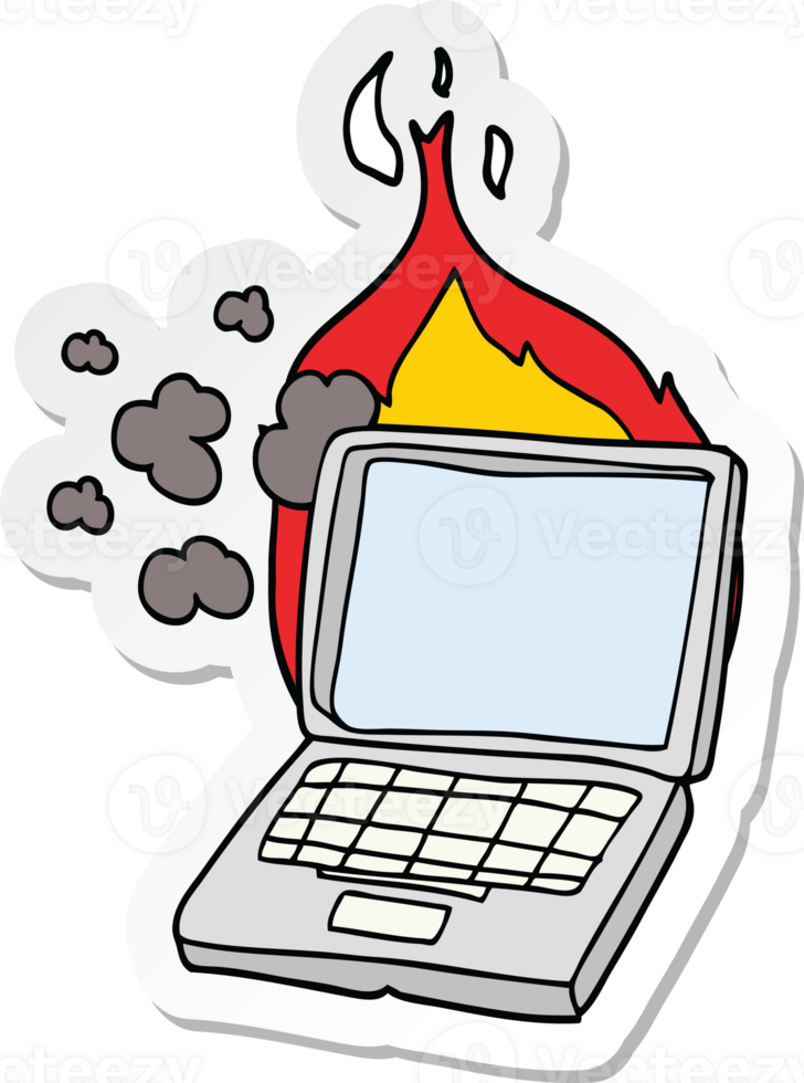 sticker of a cartoon broken laptop computer png