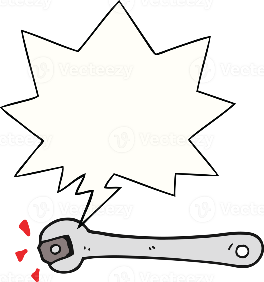 cartoon spanner turning nut with speech bubble png