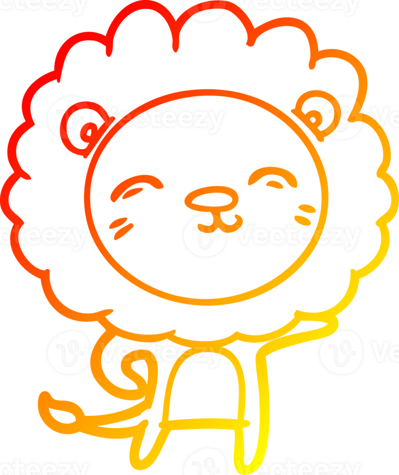 warm gradient line drawing of a cartoon lion png