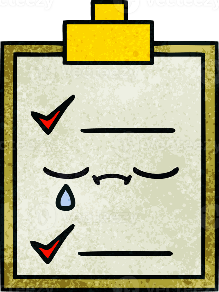 retro grunge texture cartoon of a check list png