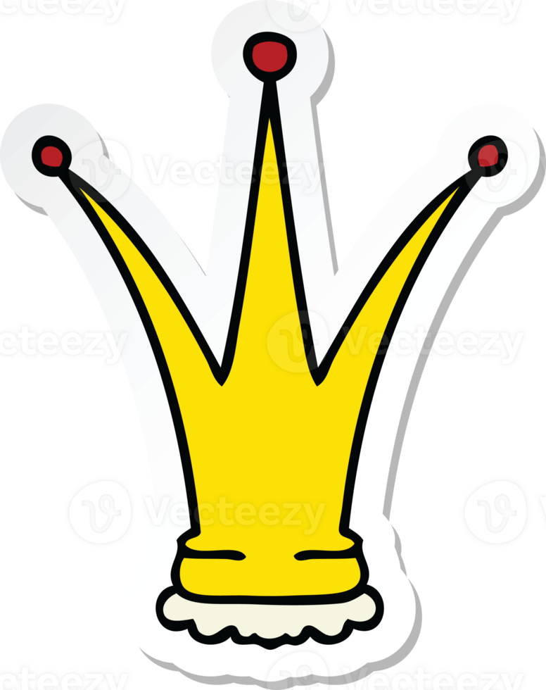 sticker of a quirky hand drawn cartoon gold crown png