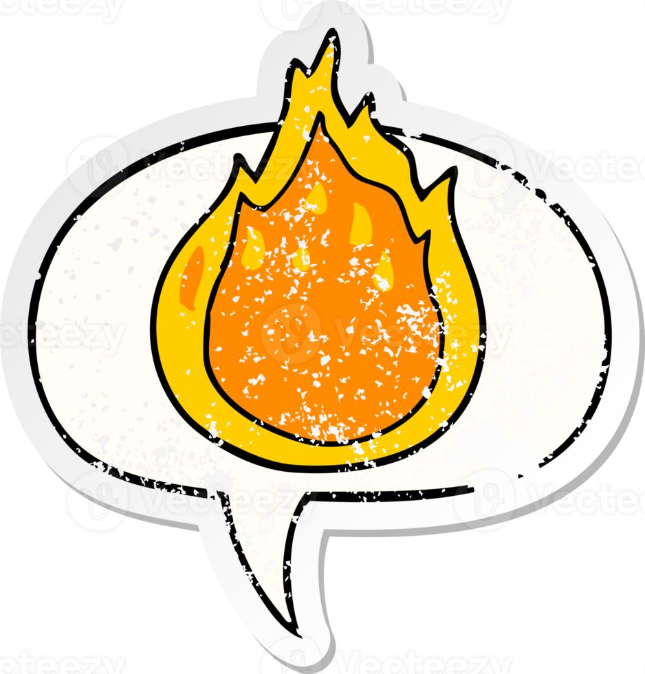 cartoon fire with speech bubble distressed distressed old sticker png