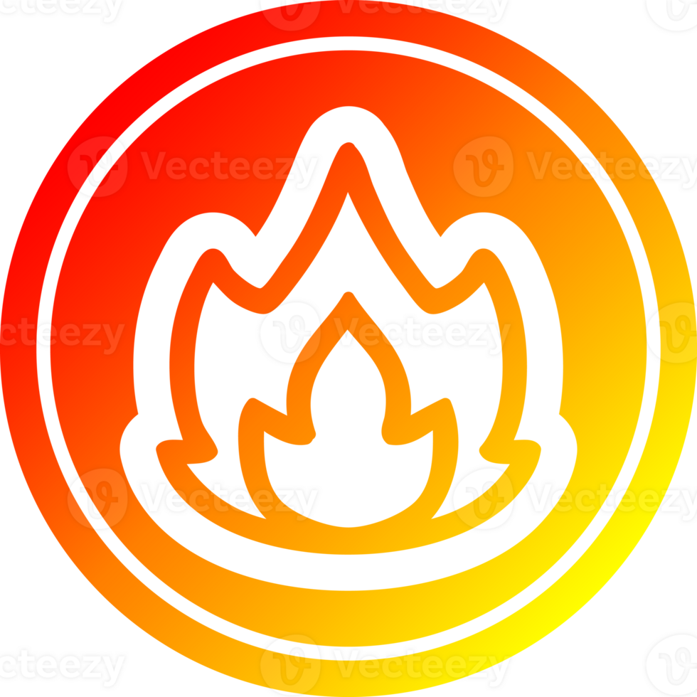 simple flame circular icon with warm gradient finish png