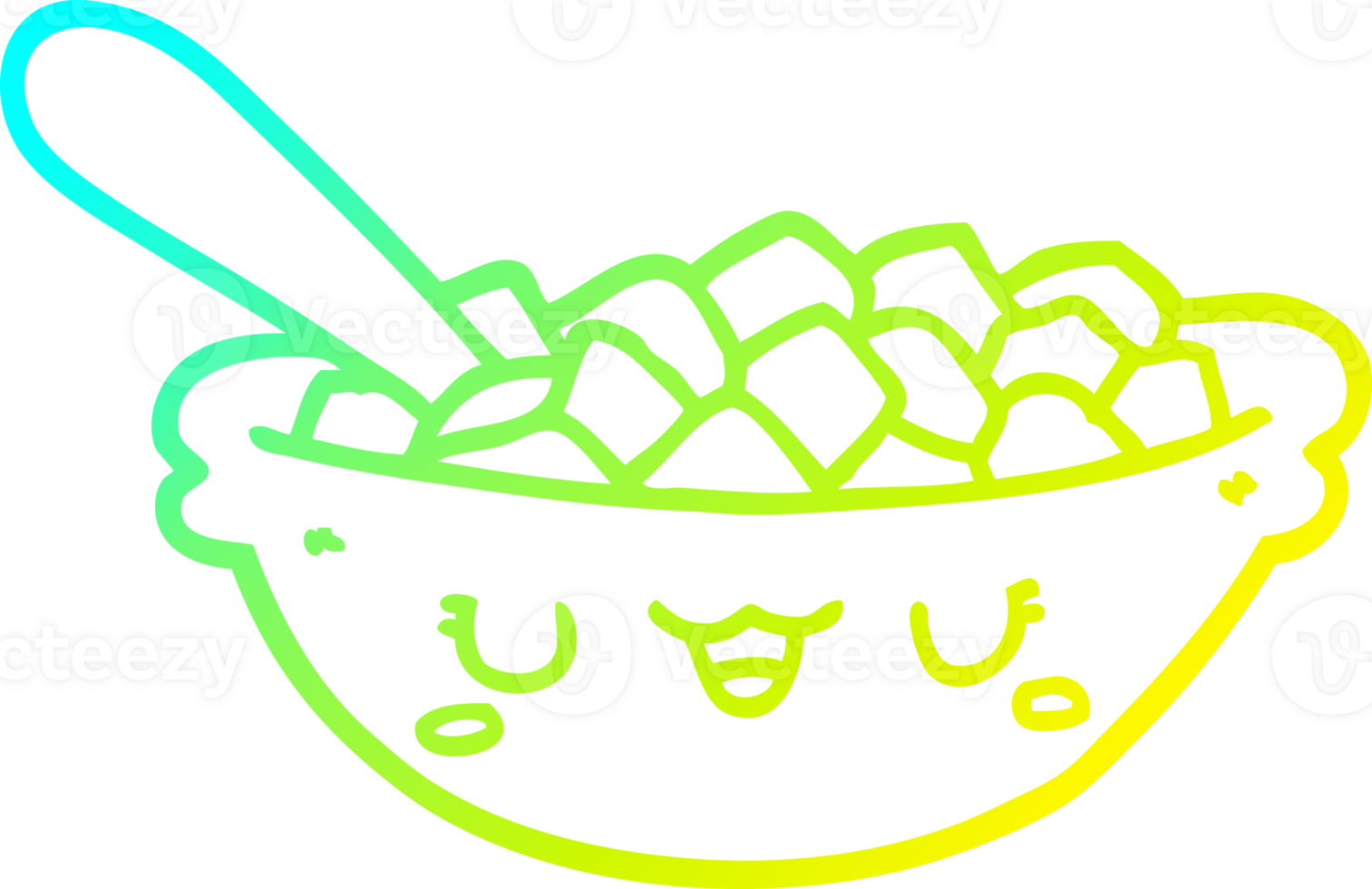 cold gradient line drawing of a cute cartoon bowl of cereal png