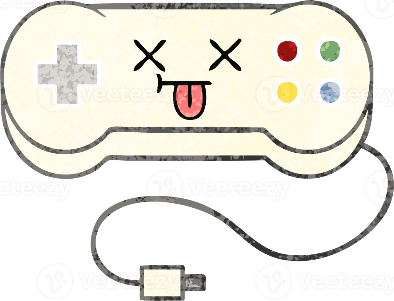 retro illustration style cartoon of a game controller png