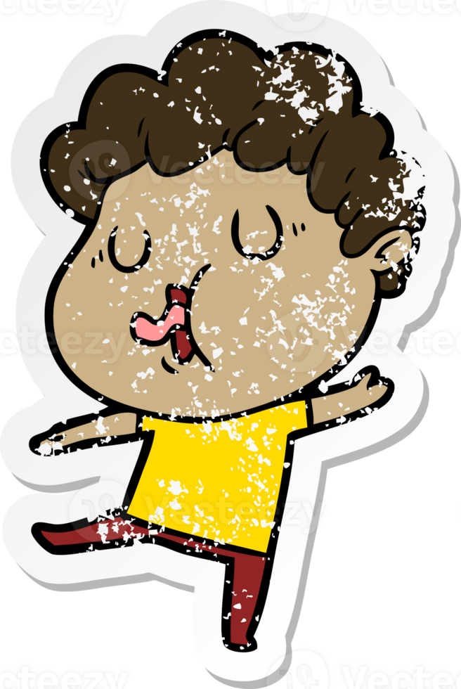 distressed sticker of a cartoon man singing png