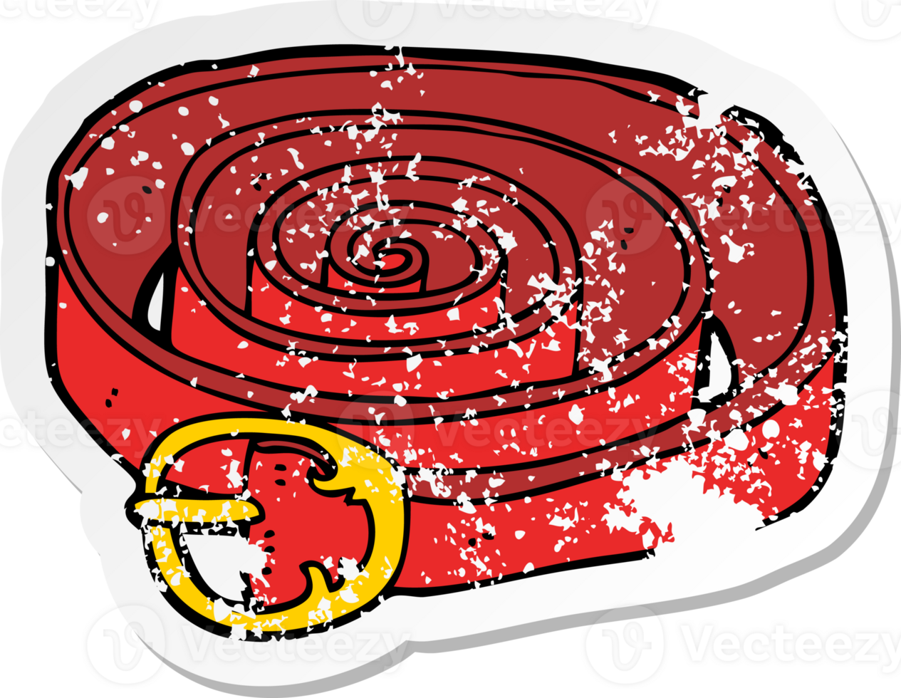 retro distressed sticker of a cartoon belt png