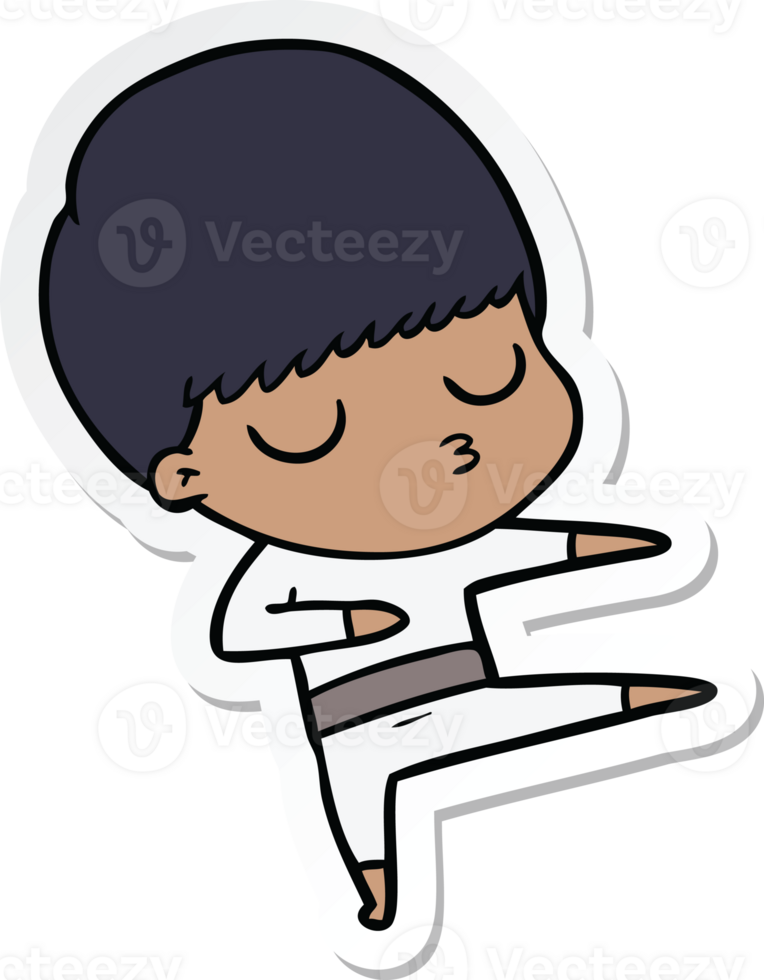 sticker of a cartoon calm boy png