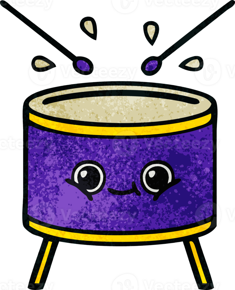 retro grunge texture cartoon of a drum png