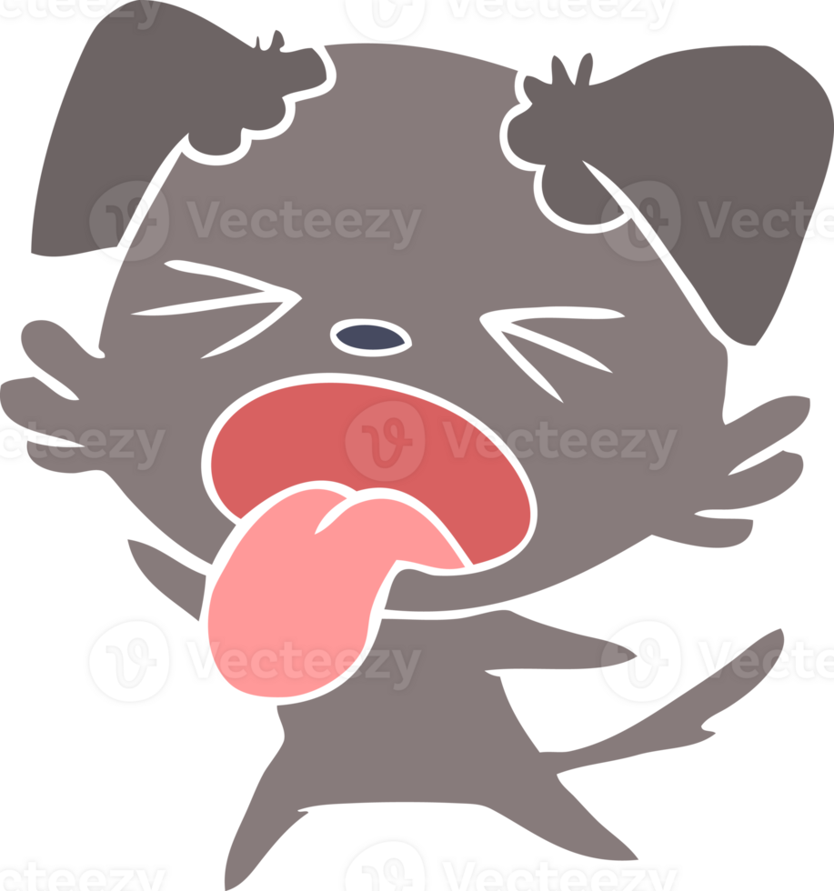 flat color style cartoon disgusted dog png