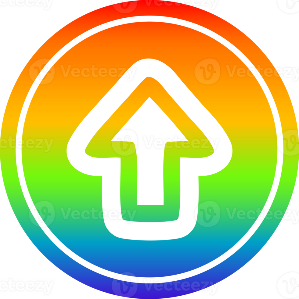 direction arrow circular icon with rainbow gradient finish png