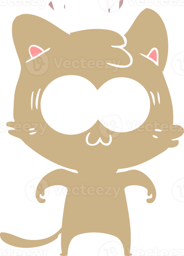 flat color style cartoon surprised cat png